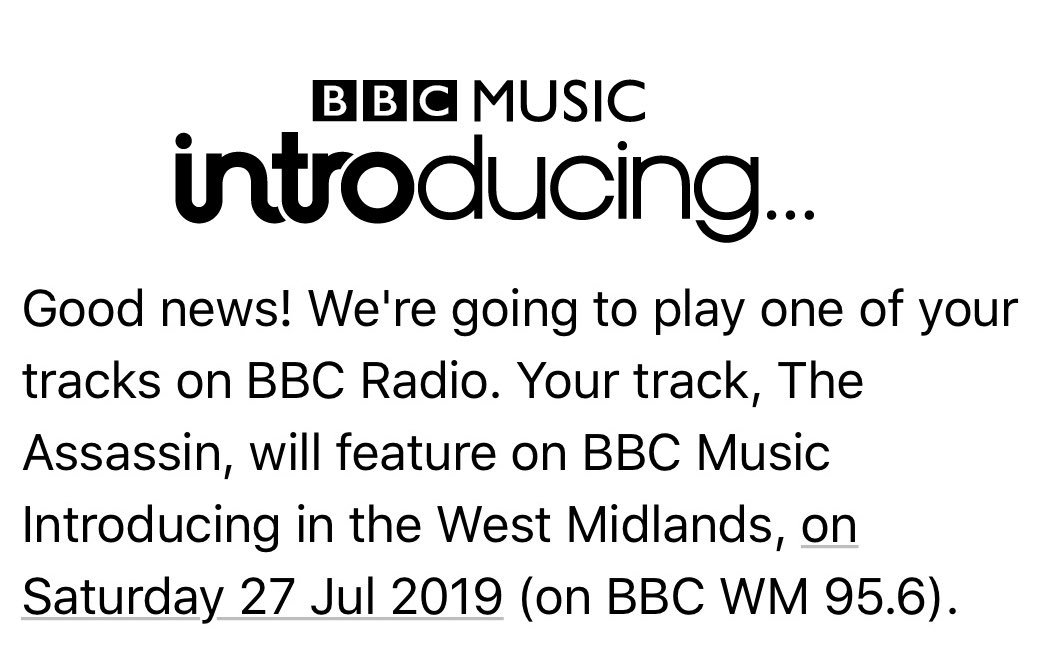 jackfband's tweet image. ANNOUNCEMENT! Over the moon to announce that ‘The Assassin’ will get it’s first radio play on @bbcwm Saturday night, between 20:00 &amp;amp; 22:00 on the @bbcintrowm show. Special thanks to @AlexNobleTweets and @TimSenna for the support 🎉