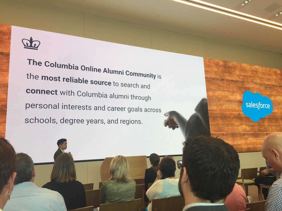 jen_kingslake's tweet photo. Great to be at @salesforce tower talking higher ed marketing with peers...and cheering on teammates presenting our @columbia Salesforce journey so far! @kennydchen @amynleung https://t.co/7dbjoS6EM4