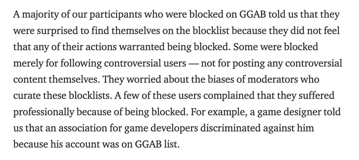 Content from linked page about how people feel about being blocked.