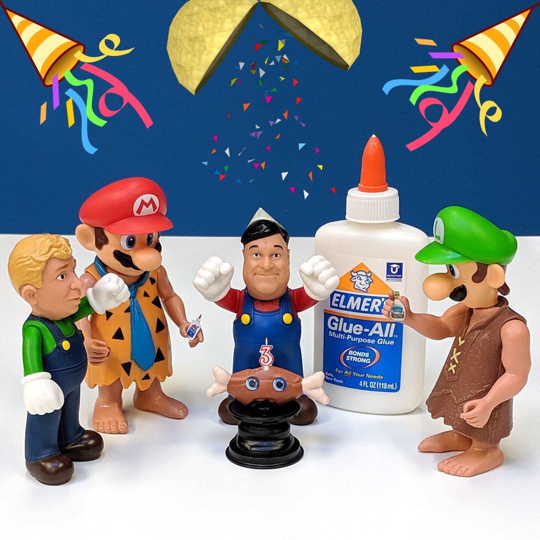 It's John Goodmario's third birthday today! We invited all his best friends to enjoy a round of Beet the Meat! 🍰 🎉
.
#johngoodmario #granddad #7granddad #elmers instagram.com/p/B0WFaMxnRcy/