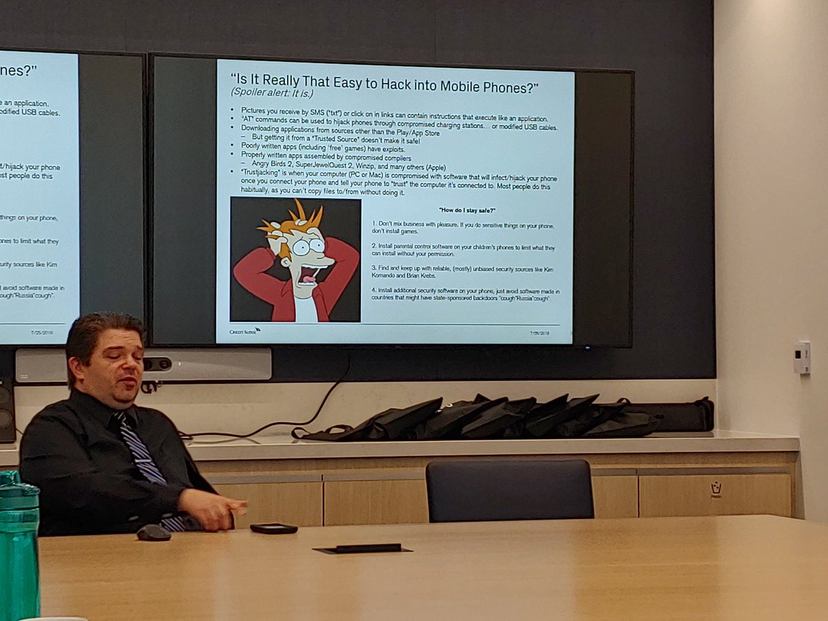 Learning about cybersecurity at <a href="/CreditSuisse/">Credit Suisse</a> He has a good representation of how we feel right now ;) #WakeEdSummerSTEM <a href="/wakeedpa/">WakeEd PARTNERSHIP</a> @STEM_WCPSS