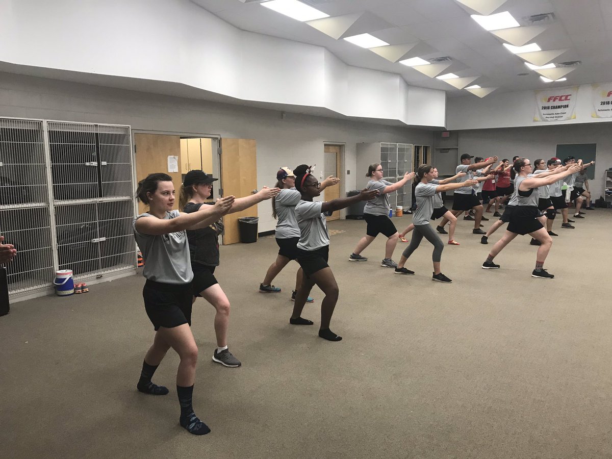SunlakeBand's tweet photo. Opener choreography going in as were stuck inside again. Everything is still on schedule, thanks to the flexibility of our students and staff! #Day4 #BGITW https://t.co/vcrqlU4PzL