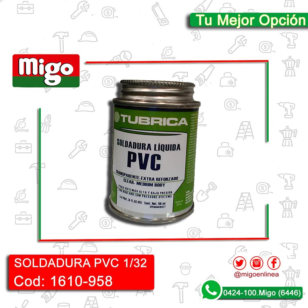 En #Migo 👷 te ofrecemos este producto Soldadura Líquida de PVC @tubrica diseñada
para soldar #tuberías y #conexiones
▶ Unión soldada "cero fuga".
▶ Color transparente.
▶ Vida útil de hasta 3 años. 
👷Importante debe de limpiar la superficie antes de aplicarlo.
#TuMejorOpcion