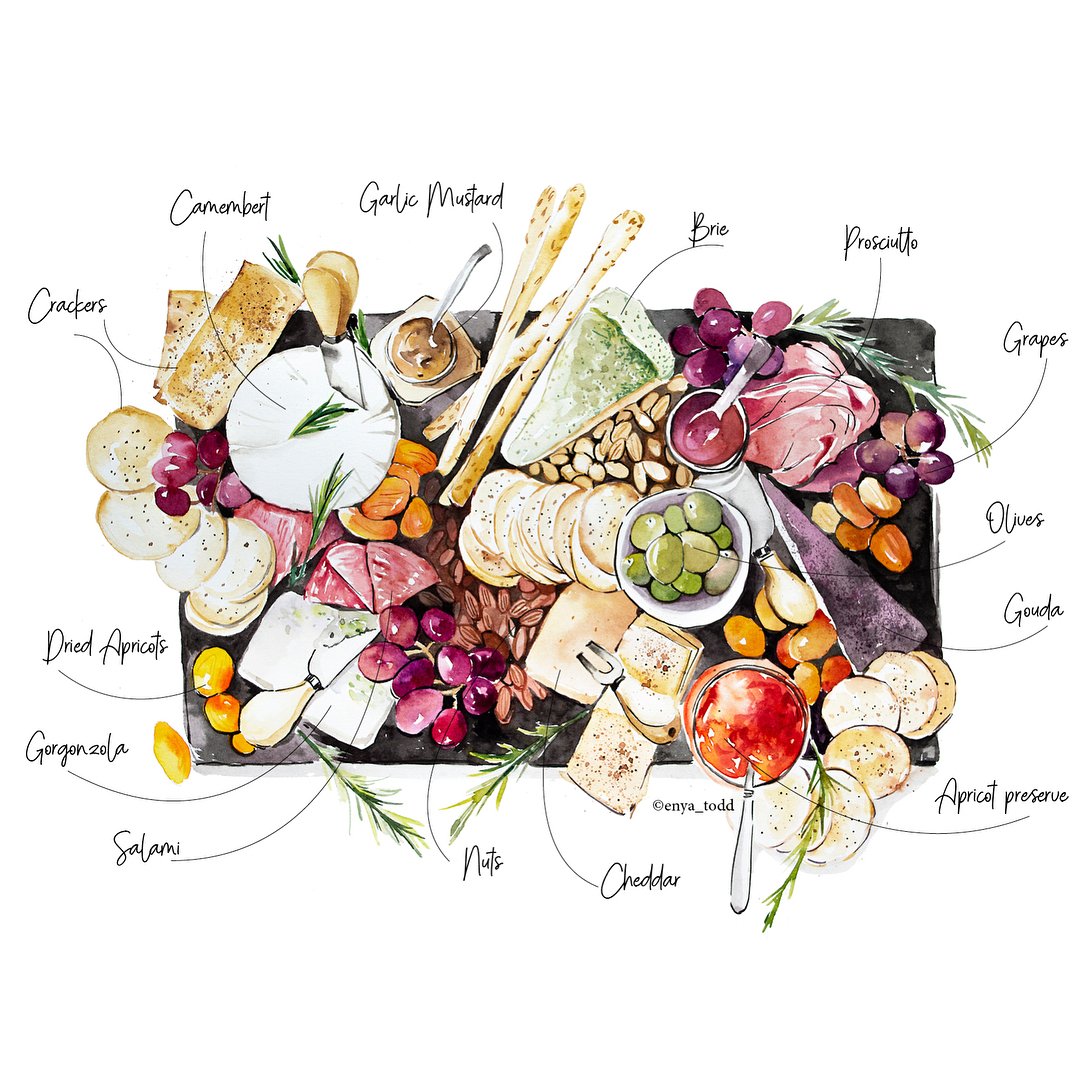 RiasBaixasWines's tweet photo. Not to sound too cheesy, but wine not treat yourself to a charcuterie board and glass of #Albarino this #WineAndCheeseDay!?
Illustration by the talented @enyatodd
#Art #Wine #Cheese #Illustration https://t.co/MlgZXaISAe