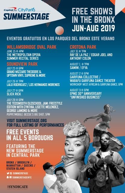 SenatorBiaggi's tweet photo. .@SummerStage is coming to D34 starting tomorrow! Enjoy FREE live music with friends and family all weekend in #Soundview Park💃🏻 #Explore34 https://t.co/Kj6jKPFLQB