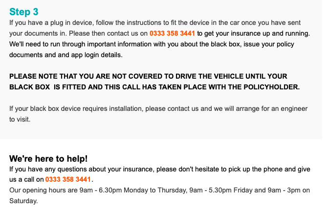 Miner_bird's tweet photo. @WeAreMarmalade please can you tell me why your emails to set up car insurance say you are open till 6.30pm on a Thursday but your website says 3pm.  How do we activate insurance now? https://t.co/K1rDNdpu2k