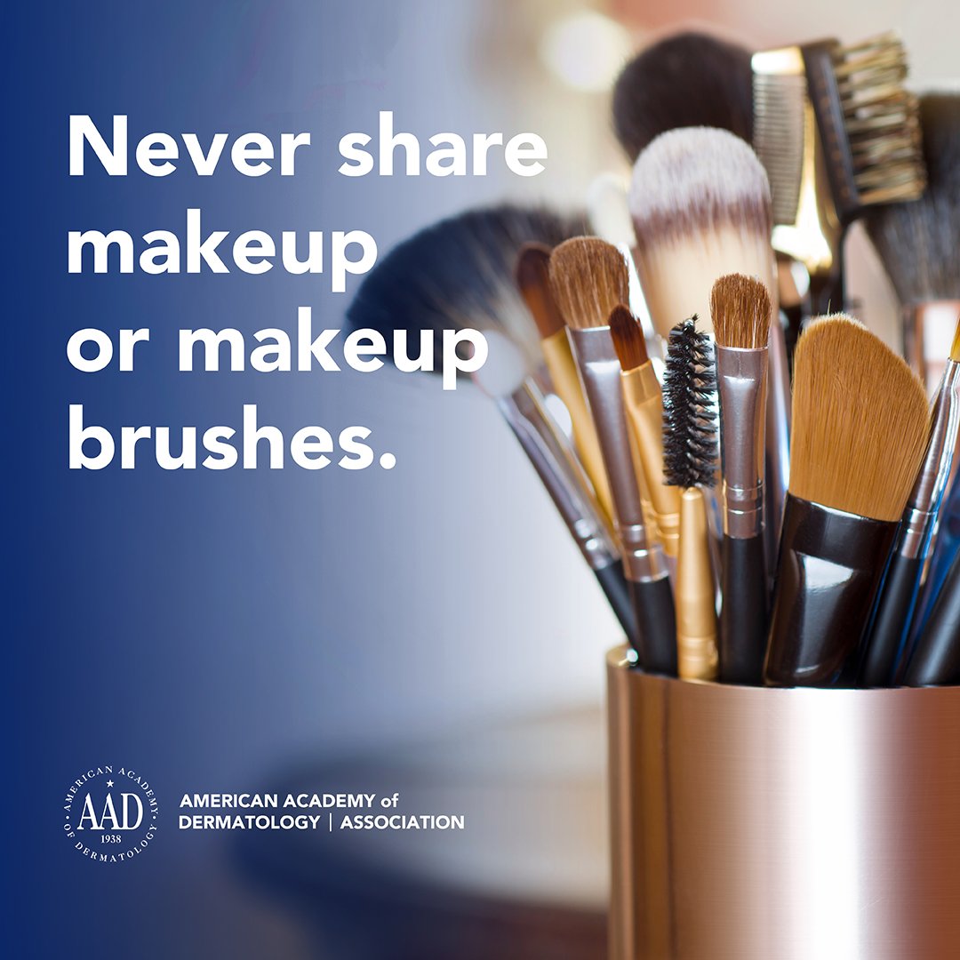 AADskin's tweet image. Sharing is caring, but not when it comes to makeup! Bacteria, oil, and dead skin cells collected in the makeup could clog your pores and cause breakouts when you use it.