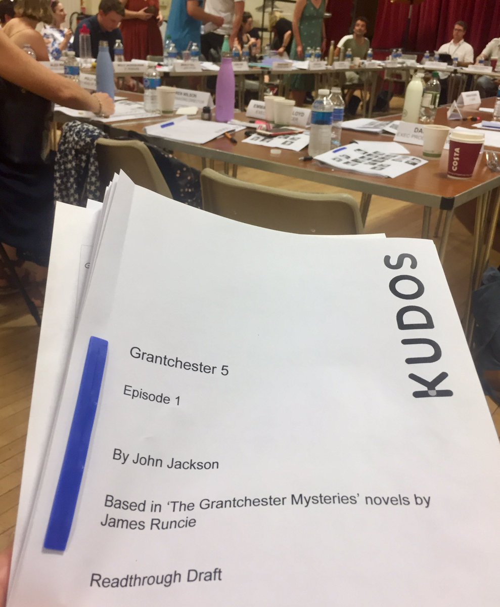 GrantchesterUK's tweet photo. The boys are back! It’s Grantchester Series 5 readthrough day...
#robsongreen @tombrittney #alweaver @KudosTV @ITV @masterpiecepbs https://t.co/5pQCXcUB49