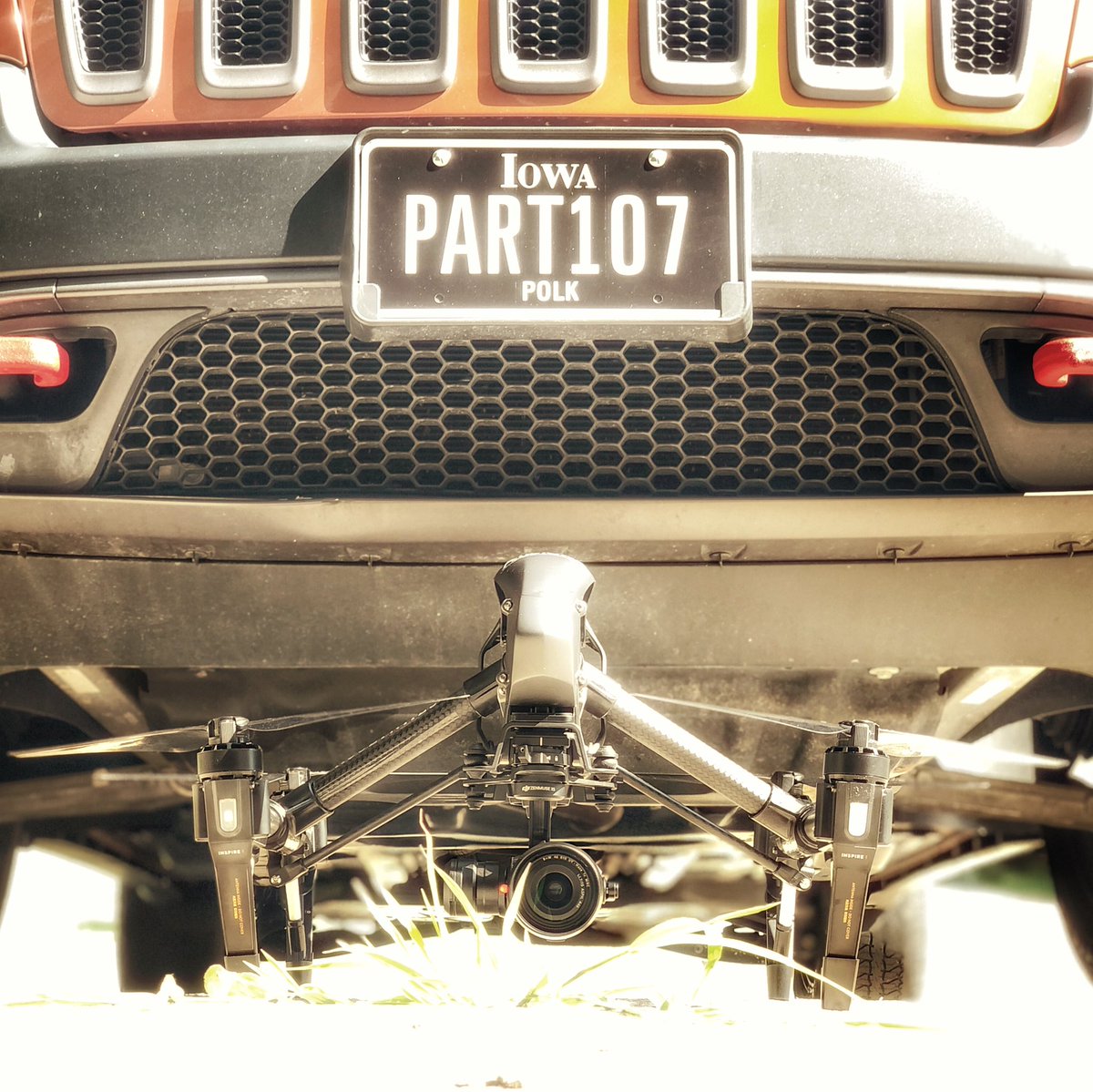 visionairiowa's tweet photo. New plates for the new dronemobile! — #part107 #drones #dji #djiglobal #djipro #djiinspire1pro #djiinspire1 #inspire1 #inspire1pro #visionairiowa #iowadrone #iowa #jeepcherokeetrailhawk #cherokeetrailhawk #mangotango #vanityplate #vanityplates #dronemobile https://t.co/TBrO2s3p00