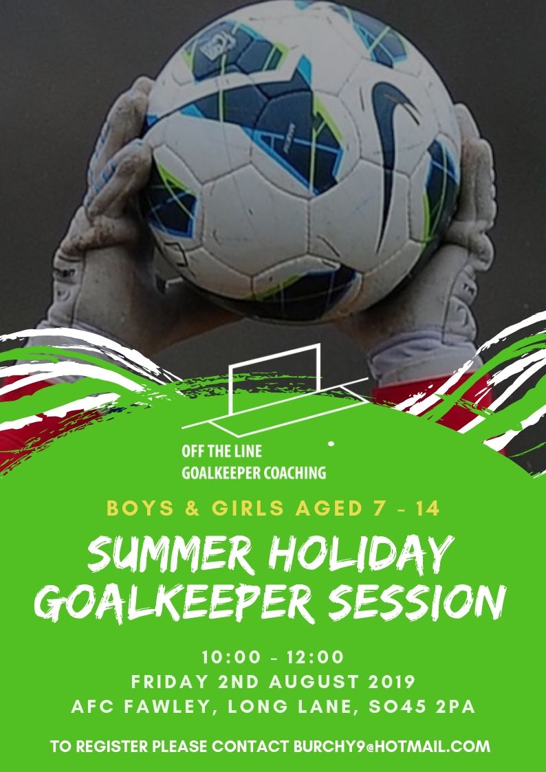 OffTheLineGK's tweet photo. Attention Southampton based Goalkeepers

We're delighted to announce that 2017/2018 Women's Super League 2 Manager of the Year  @burchy9  will be running a goalkeeper morning session this summer holiday!

📆Friday 2nd August 
⏰10:00-12:00
🏟AFC Fawley, Long Lane, SO45 2PA
💷£10 https://t.co/Av64INv8mQ