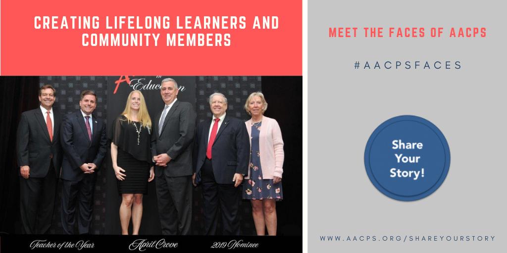 AACountySchools's tweet photo. “Teaching is more than a job, it is my passion. It allows me to be a lifelong learner” - April Crovo, Teacher @MayoESAACPS Read her story: https://t.co/oi0N5FFqy9   #AACPSFaces https://t.co/cvW3L99agL