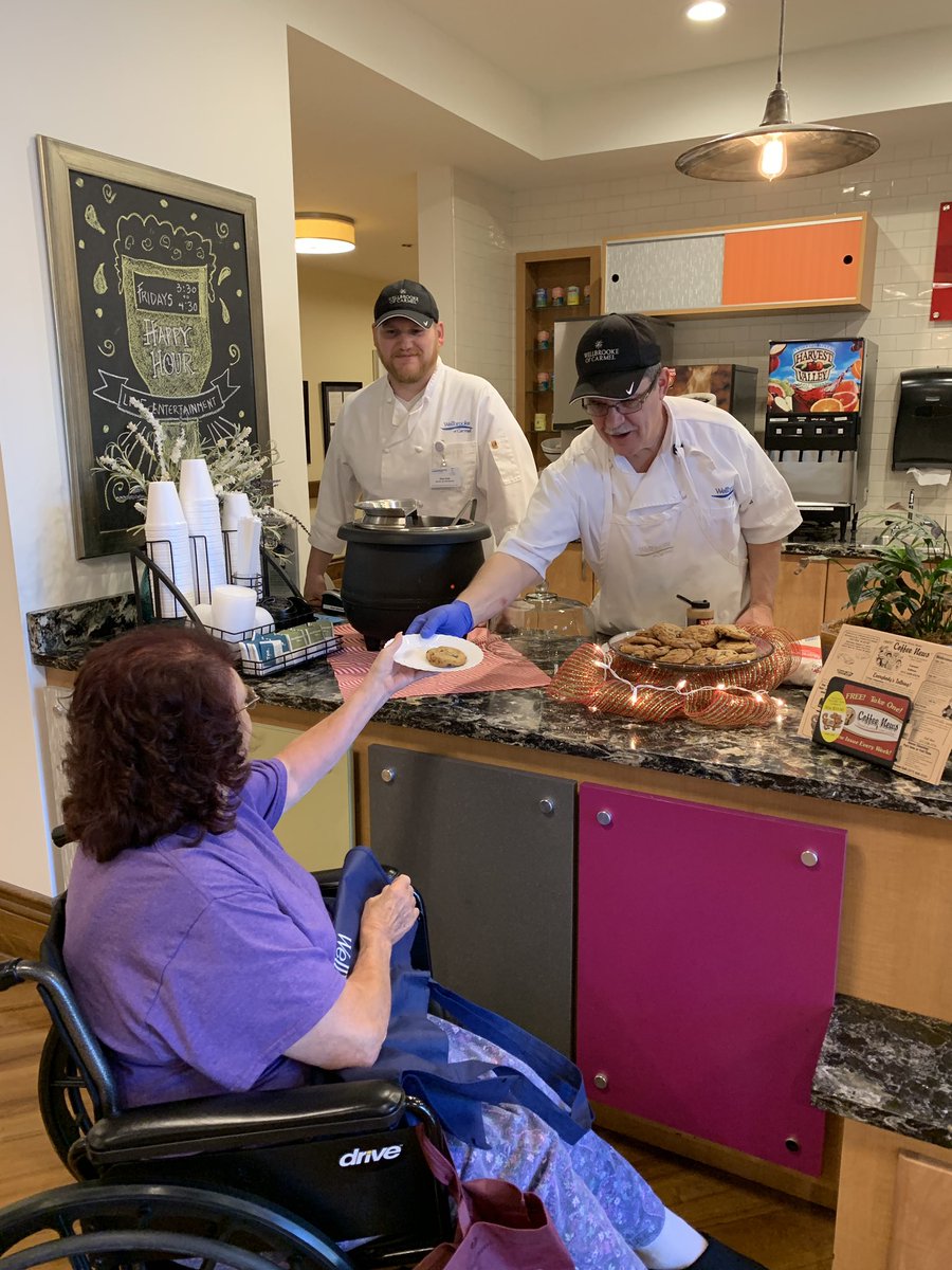Carmel_WB's tweet photo. Cocoa and warm cookies for our Christmas in July celebration. Nancy enjoying the treat. #chefsrock #ChristmasInJuly @TrilogyLiving https://t.co/LEtFZv6pUW