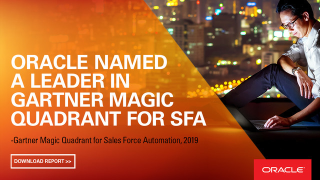 OracleSC's tweet image. See why @Oracle has once again been named a leader in the @Gartner_inc June 2019 #MagicQuadrant for Sales Force Automation bit.ly/2Oh9mK5