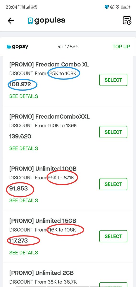 Twebih's tweet photo. @gojekindonesia ini yang bener yang mana ya? Katanya promo tp kok jadi lebih mahal? Fokus lingkaran merah https://t.co/Fglb5YLXkV