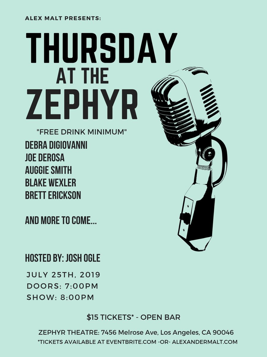 thecomedybureau's tweet photo. #ComedyCrawl 7/25/19 #NationalInternDay 
@peacockshowla
@timeoutla Made in LA
@qfmusicals
Art Deco Comedy Hr.
@melissavcomedy
Thurs @ Zephyr 
#BetterHalf
@twodykesandamic
@ithamarenriquez 
Romantic Comedy
@thatremindsmela
Mic at @laschoolcomedy
+++++
https://t.co/I1R5GPXohC https://t.co/he5IdwDPV7
