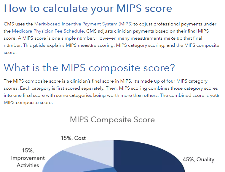 Most groups have a 60 or 70-point denominator in the #MIPS Quality category. However, some groups have 80. Some groups have less than 60. 

Why does that matter? Because it determines how many bonus points you can and need to earn. 

Learn more.

buff.ly/2Gh2zd2