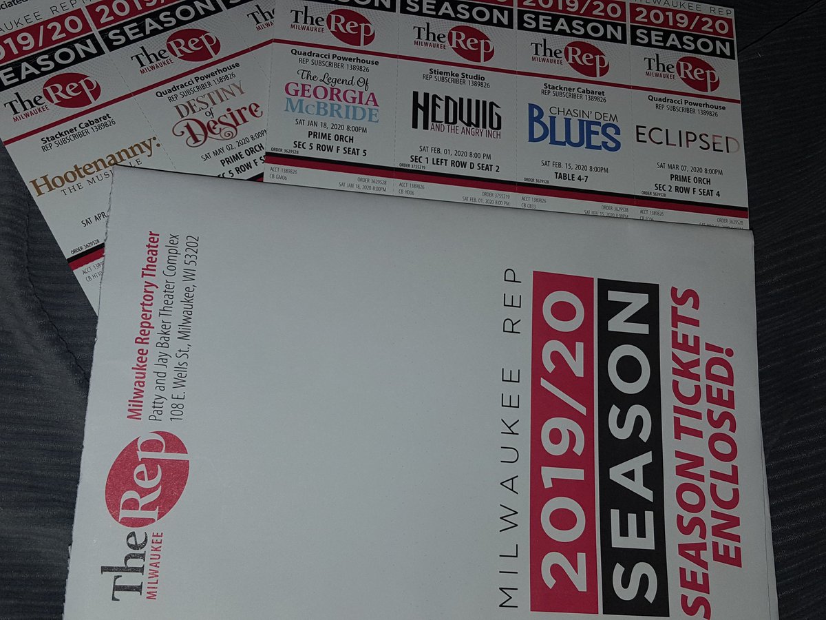 nitsch_darryl's tweet photo. Some days the mail is just better than most! @MilwRep season tickets arrived! #HedwigMKE will be EPIC! #EclipsedMKE will be intense!
#MKEREP
#HedwigMKE https://t.co/iRu1bcajRE