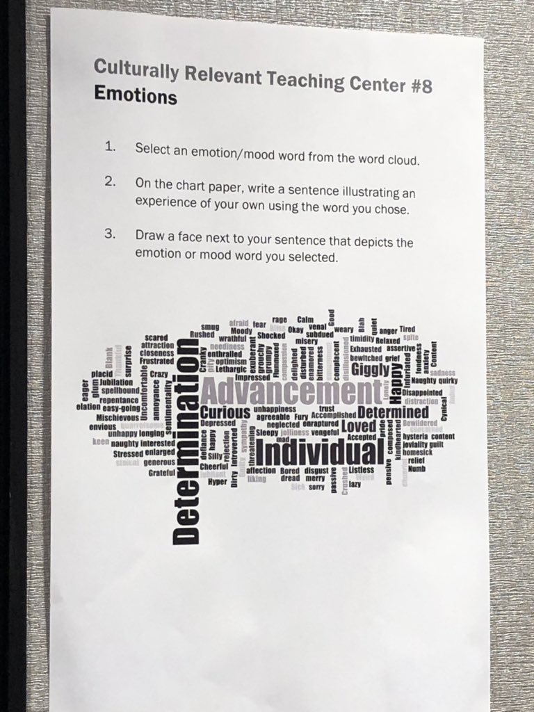 Mrs_Barrett7's tweet photo. What’s your favorite #CulturallyResponsiveTeaching strategy? I like this Emotions Word Cloud! #CRTNation #ThisisAVID @AVID4College https://t.co/Oh9WByNxVJ