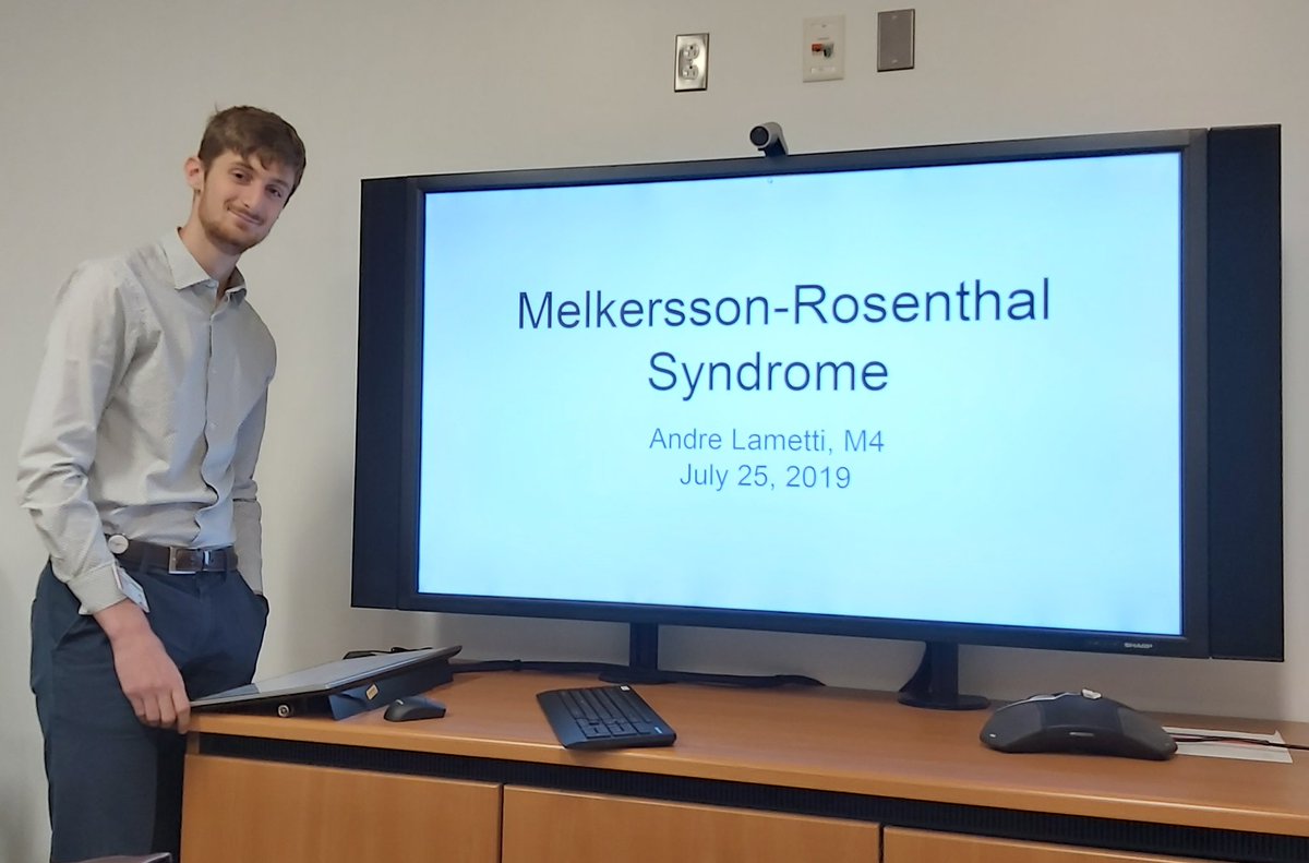JonLaiMD's tweet photo. Excellent presentation by our medical student, Andre Lametti, on Melkersson-Rosenthal Syndrome #RareDisease #pathoblast #pathology #giantcells #zebras #mcgillmed @McgillPathRes https://t.co/bnlNaGNJXX
