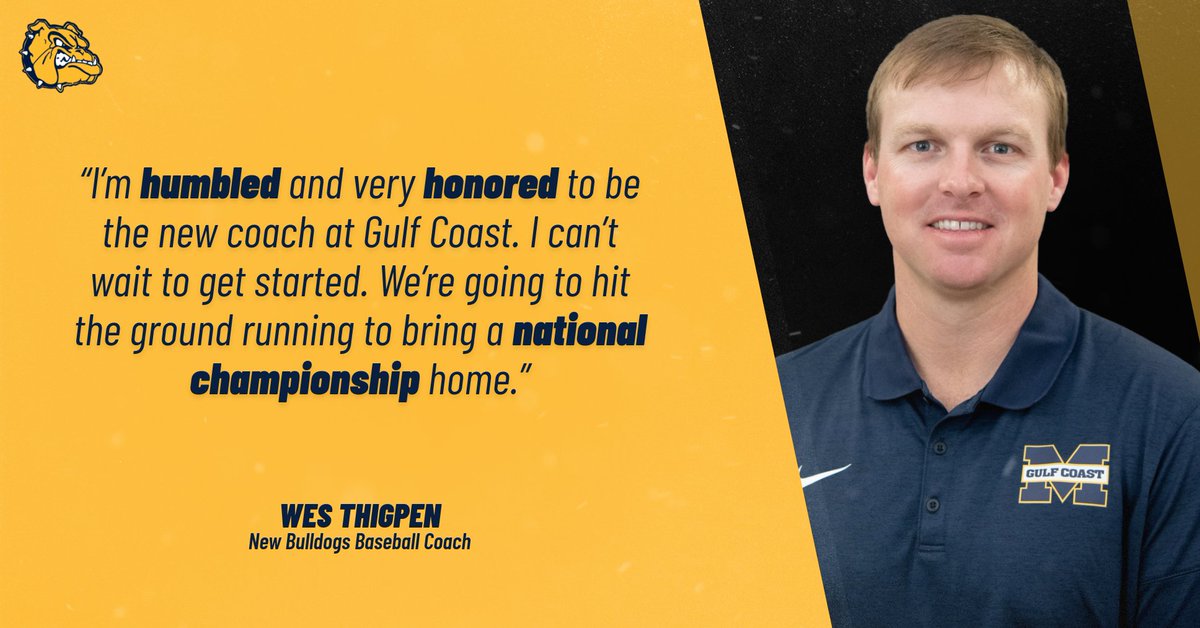 MGCCCBulldogs's tweet photo. BASEBALL | Wes Thigpen is the new #MGCCC Baseball Coach!

https://t.co/HGfQiHEPC3 https://t.co/hBlczPfpUO
