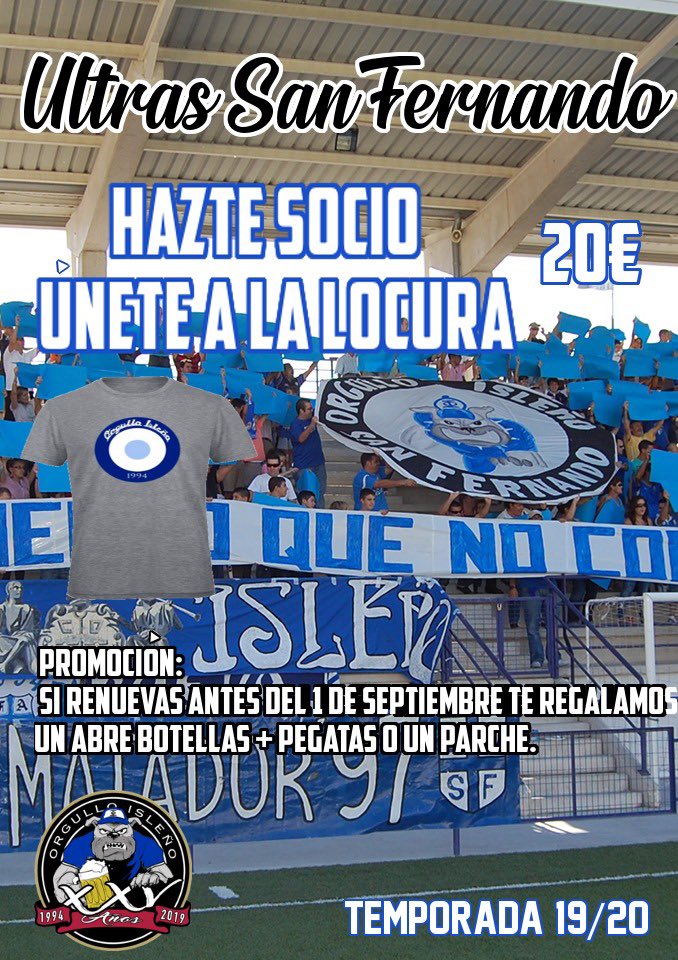 Orgullo1994's tweet photo. Si eres cañailla, futbolero y azulino...
¿A qué esperas para hacerte socio de Orgullo Isleño? 
Únete a nuestra familia y anima al equipo de tu ciudad con nosotros. https://t.co/0k5iLkEEbB