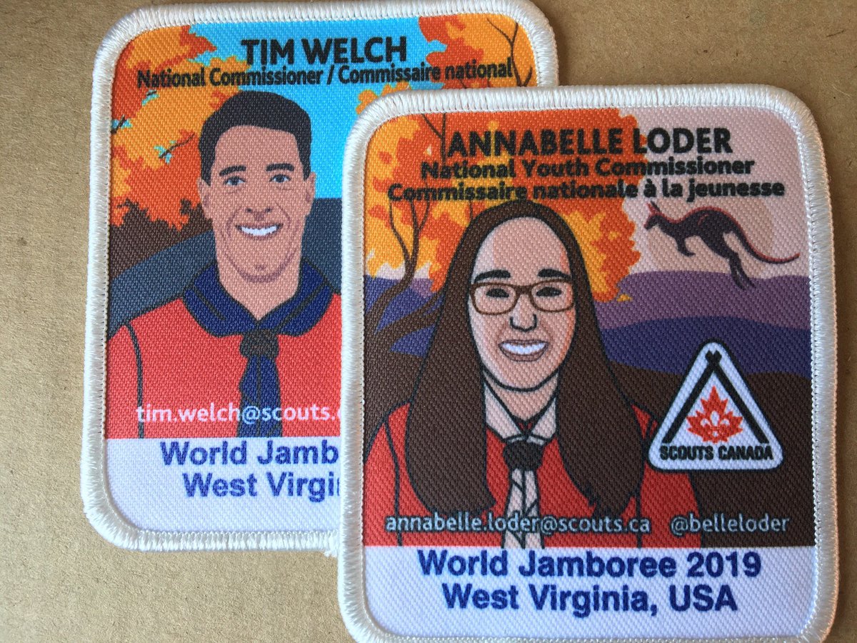 ScoterDean's tweet photo. Great to spend time with @annabelle_loder &amp; @welchtima @2019_wsj #ScoutJamboree Check out their very unique crests! https://t.co/RONzTFVfU9