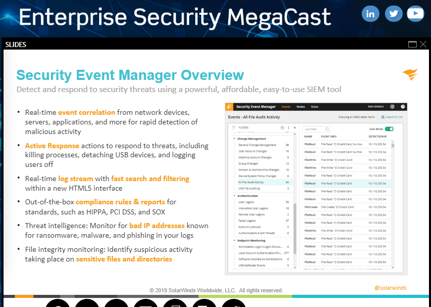 ben_liebowitz's tweet photo. I'm liking what I see from @SolarWinds today on the @actualtechmedia #SecurityMegaCast https://t.co/MuII57udPu