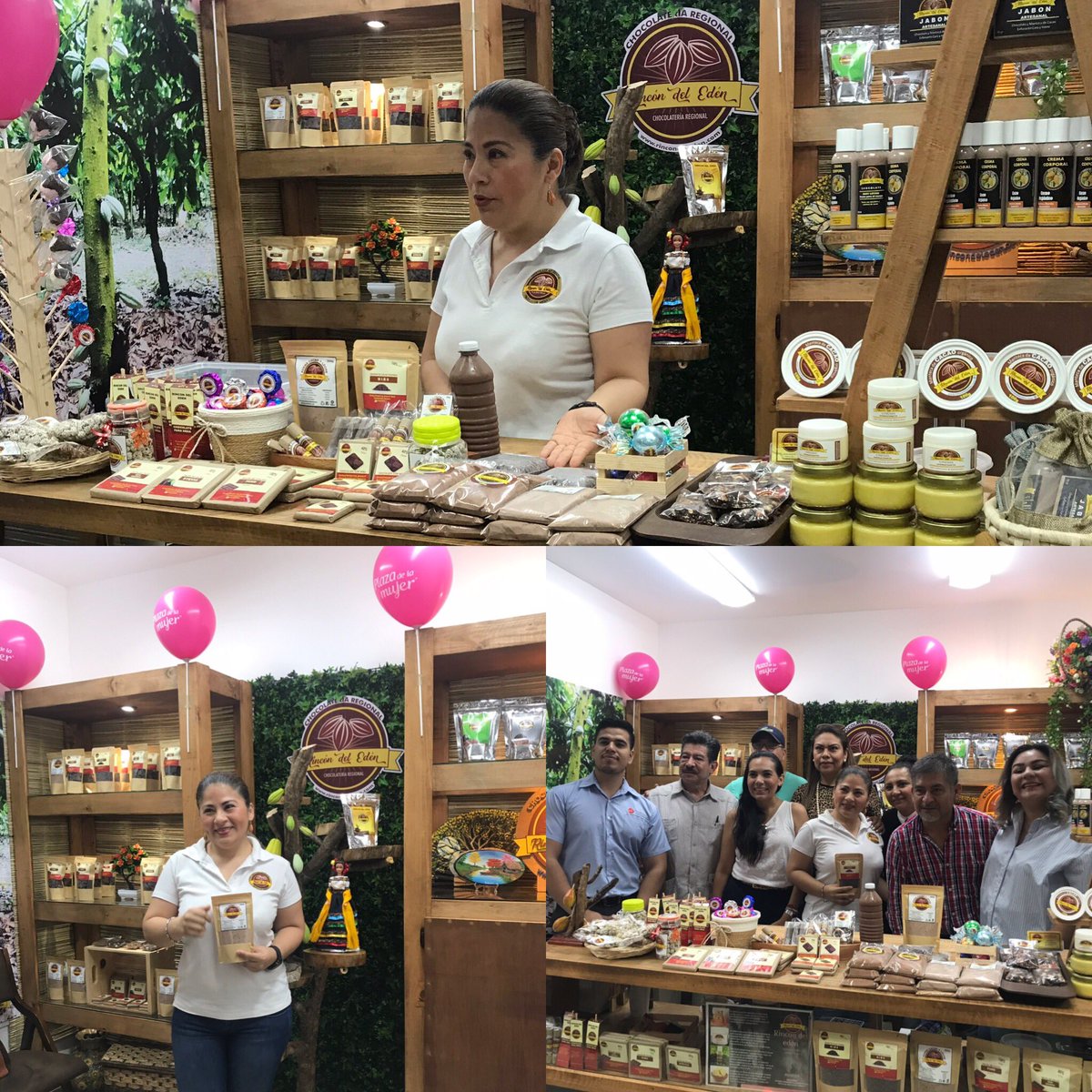 centrohistozl's tweet photo. Estamos en la inauguración del Rincón del Edén en la Plaza de la Mujer local 175 encontrarás una gran variedad de productos en base a cacao desde bebidas, dulces hasta productos de belleza @MunicipioCentro @Turismo_Tabasco https://t.co/0Vrymg7KB9