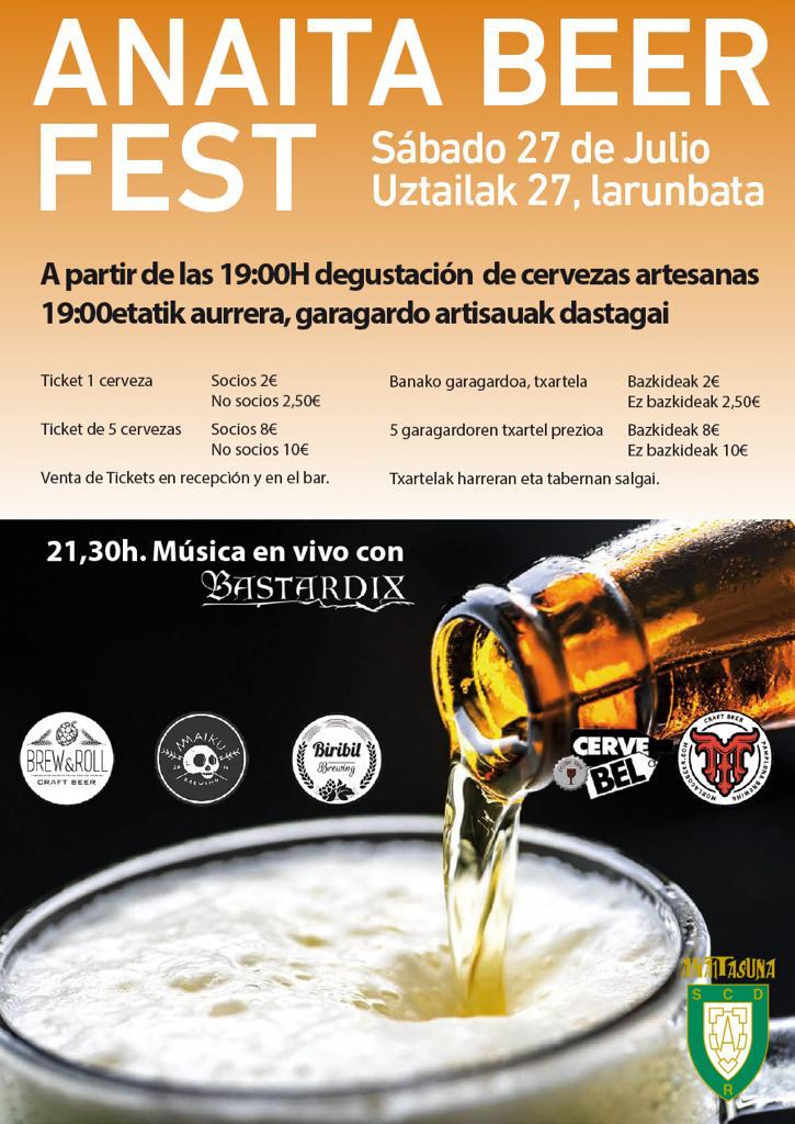 Este sabado no podéis fallar a la feria que se monta en el <a href="/SCDRAnaitasuna/">SCDR Anaitasuna</a> , cerveza artesana de grifo y BBQ! ENTRADA GRATUITA A PARTIR DE LAS 19:00
#AnaitaBeerFest