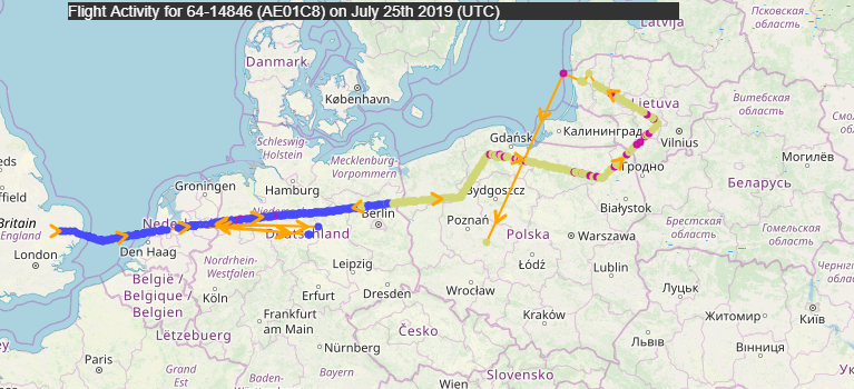 5472_nde's tweet photo. As predicted, FLUFF59 now operating over the #Baltics  surveilling #Kaliningrad Oblast - in the same approximate area is #UNavy P8A Poseidon serial 168997 another #ISR platform. 1702z https://t.co/dLnUZvEDwJ