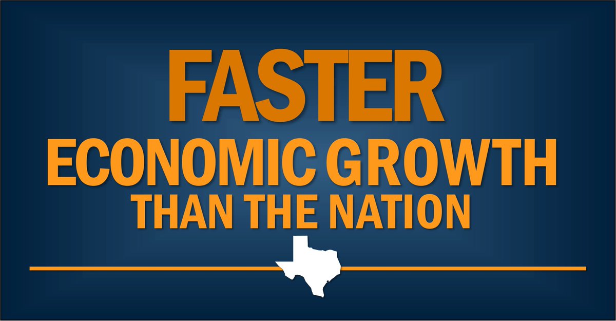 BREAKING: The Texas economy is growing faster than the nation as a whole with a 5.1% increase in real GDP for the first quarter of this year — thanks to the hardworking people of Texas. #TexasWorks #txlege