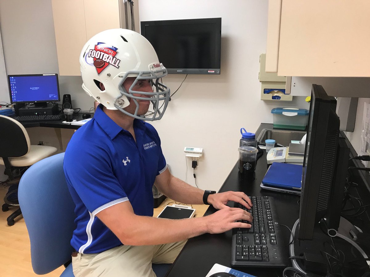SanfordSportSci's tweet photo. Crunching data can be a high contact sport for our brain health interns (@KoriFink &amp; @Shane_Claffey). Proper equipment is needed. #SanfordSports https://t.co/Fqqejn0T8o