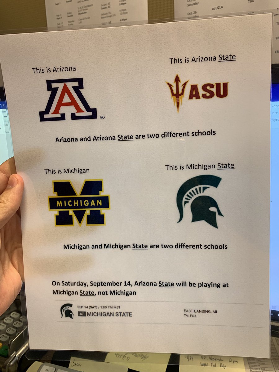 cdothill12's tweet photo. Last year I went absolutely mental over the number of times my employees referred to Michigan State as Michigan. This year they will not be doing that or they will be fired. https://t.co/3fzkf54YMU