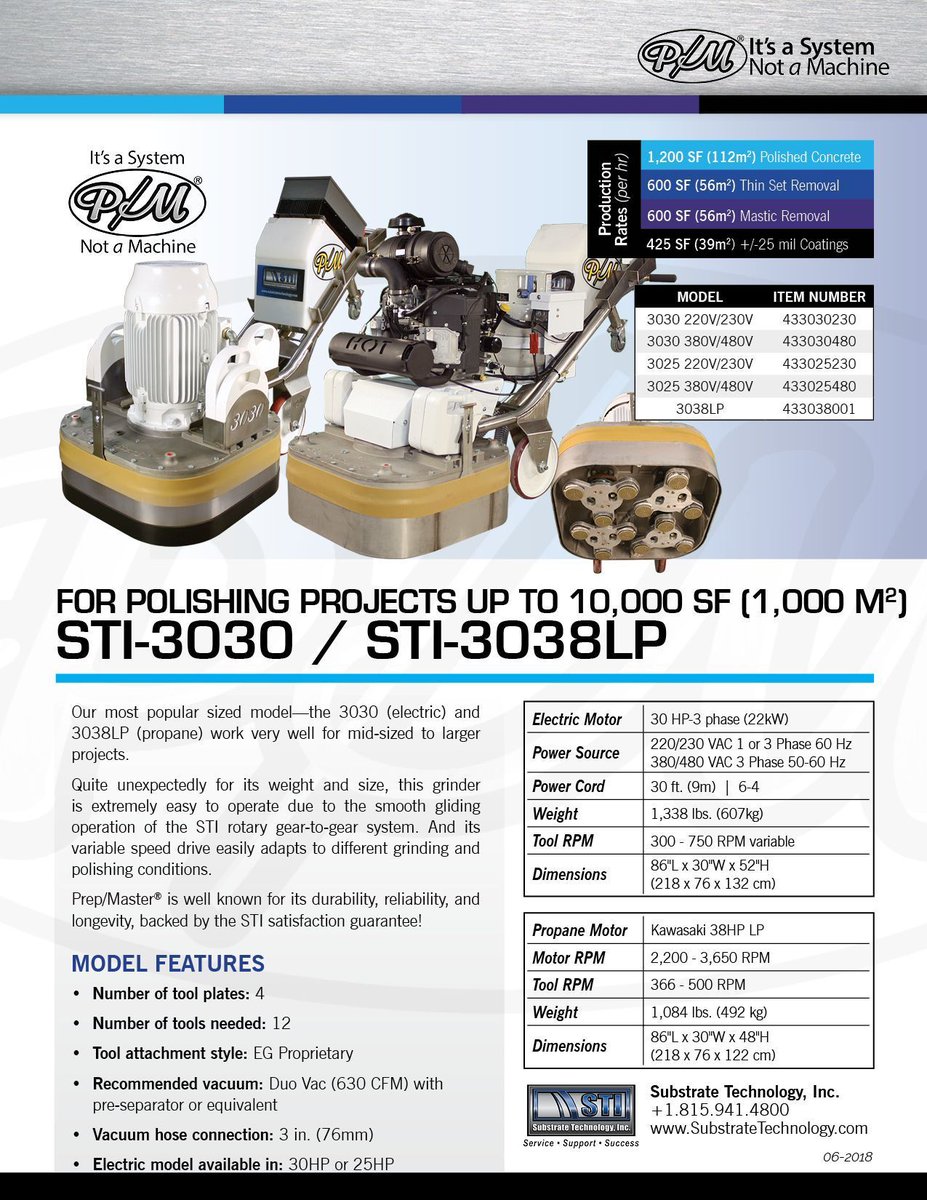 Our most popular grinder — the Prep/Master 3030! With a 30HP motor and 30-inch working width, this mid-sized machine easily tackles projects up to 10,000 SF (1,000 m2). Available in electric as well as propane models. Built to last! #concrete