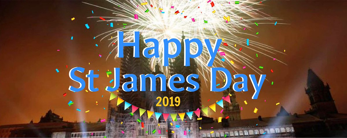 followthecamino's tweet photo. Happy #SaintJamesDay🎉 from all at #FollowTheCamino👣!
Right now, celebrations are underway in #SantiagodeCompostela, honouring the famous saint. 
Learn more about this huge celebration:
▶️ https://t.co/s87G0ZKv5R

#Camino #CaminoDeSantiago #FrenchWay #Pilgrims https://t.co/FqHK6SIKCT