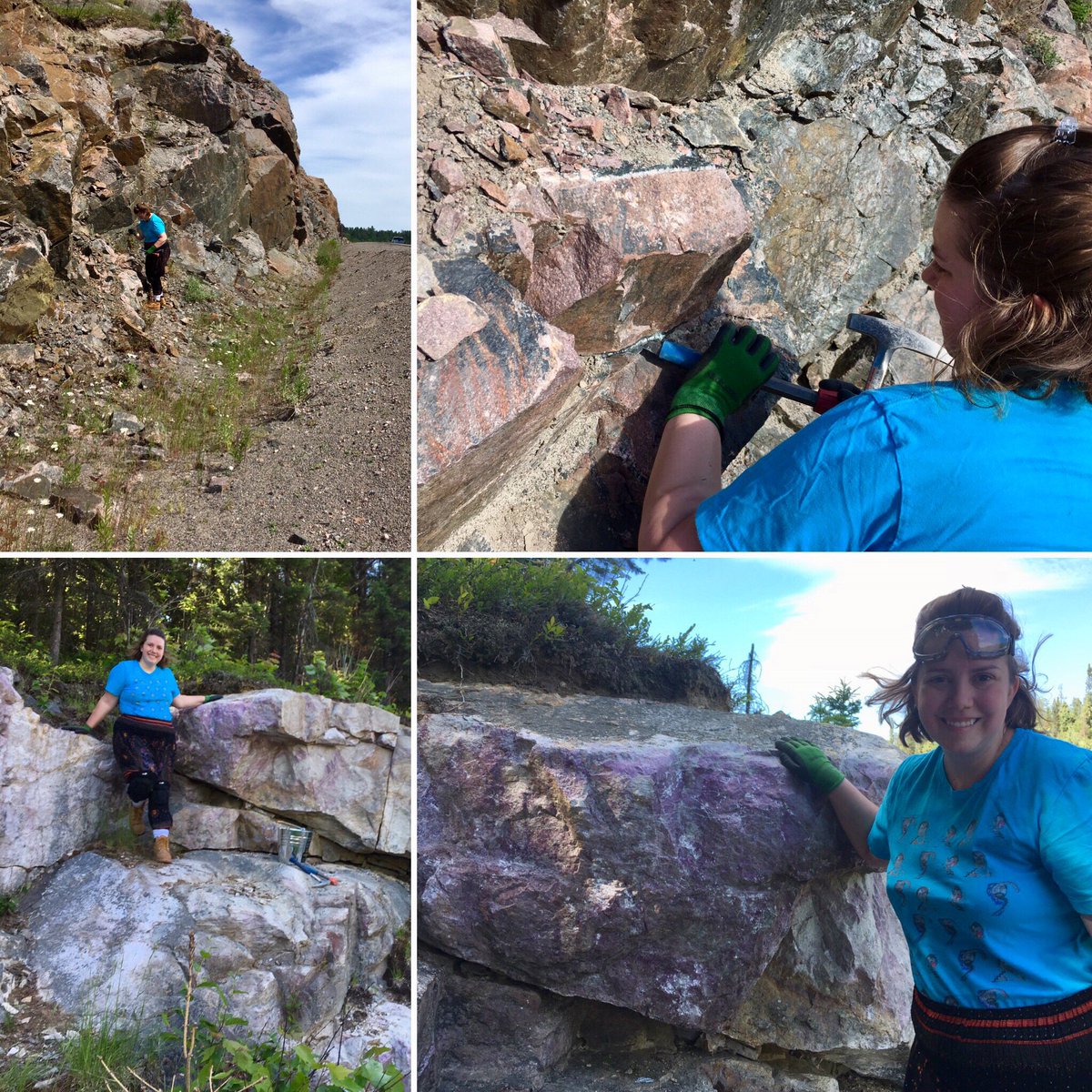 MalindaArt's tweet photo. #Rockhounding. Top pictures are taken in Benny, ON, we were looking for veins of colourful #Fluorite! Bottom is off HWY 144 about 2hrs outside of Timmins, ON. There we found beautiful PURPLE! I later got it identified and turns out itβs called #Pinite! Such a blast! πβ #Mineral https://t.co/Wm6XTBkRic