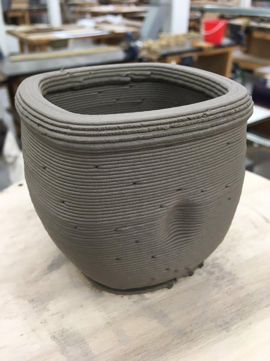 kerry_truman's tweet photo. it just so happens that we have the @ntu_mprodesign students in the workshops.. with only a week or so left to get their models finished we had the chance to test out the #ClayBot on one of the projects.. what a great machine for prototyping ..!? #dtchat #ntuproduct #MakersHour https://t.co/sO4DBcZOQN