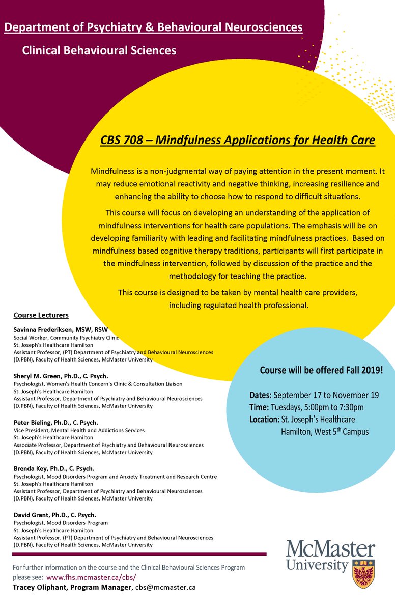 ClinBehSci_Mac's tweet photo. Still time to apply! Mindfulness this fall! https://t.co/hzmPii7aqX