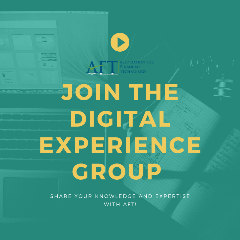 AFTWeb's tweet photo. AFT’s Digital Experience Group is committed to educating, connecting and advocating for members and their companies in the competitive fintech space. Learn how you can join DEG today! https://t.co/mKCrITiNx0 https://t.co/L3CZunqmFL