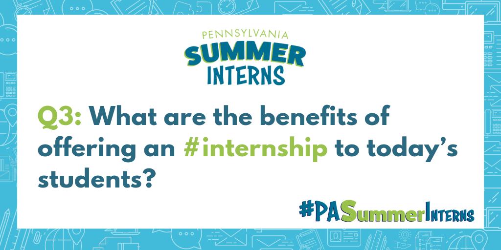 PALaborIndustry's tweet image. Q3: What are the benefits of offering an #internship to today’s students? #PASummerInterns #NationalInternDay