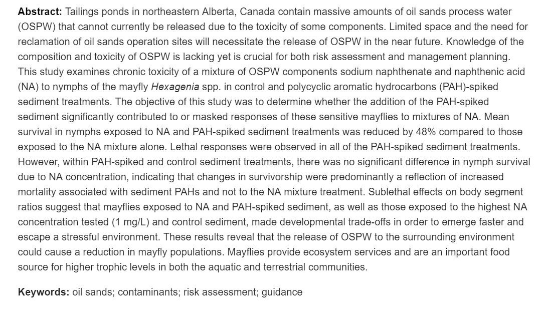 thislabmayfly's tweet photo. We are THRILLED to announce that our very own @mayfly_gal has had her 2nd article published in just over a month: "Risks of Mixtures of Oil Sands Contaminants to a Sensitive Mayfly Sentinel, Hexagenia." WTG, Julia! #Diversity @MDPIOpenAccess
 
https://t.co/JesBCHDXU0

#SciTwitter https://t.co/KAGsAmzwnY