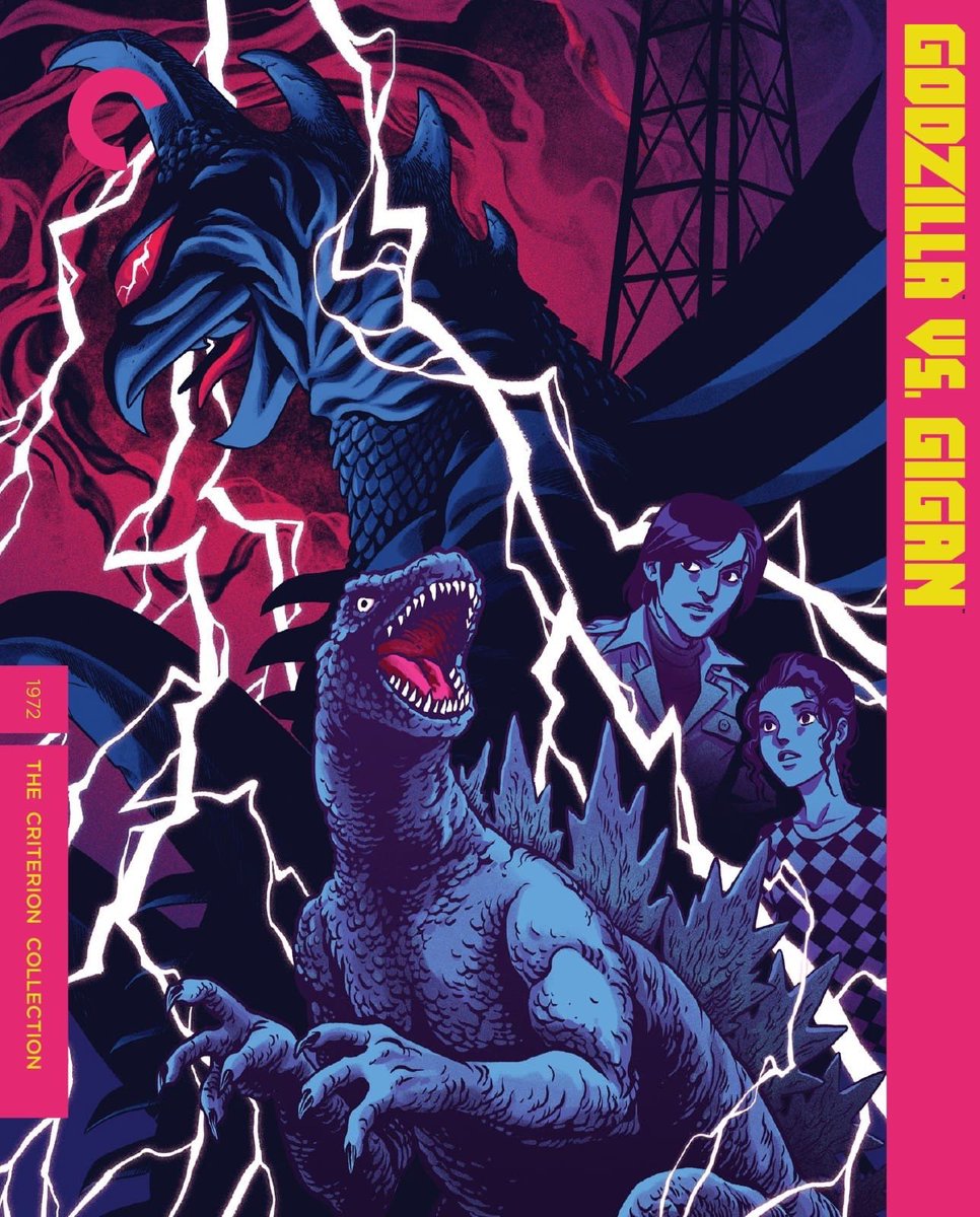 I drew GODZILLA VS GIGAN for @Criterion’s new Godzilla release, each film illustrated by a different artist! Truly a king-of-monsters sized collection!!
