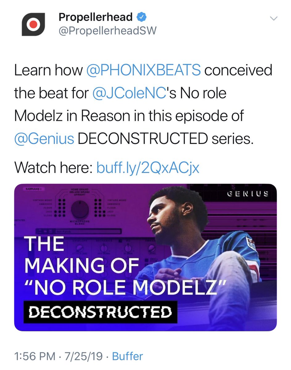 Had An Amazing Time Linking Up With My Guys Over At @genius !!!!! Stop 🛑What Your Doing And Watch How I Deconstruct “No Role Modelz” with @propellerheadsw Reason !!!!! LinkInBio: ☝🏾 #music #life #reason #business #propellerhead #spotify #tidal #soundexchange #itsonly☝🏾fromhere