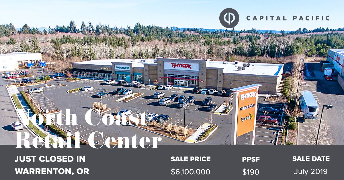 CapitalPacific's tweet image. Just closed! North Coast Retail Center is a fully occupied four-tenant #retailcenter anchored by #TJMaxx. For more on the closing contact Michael Horwitz bit.ly/2yS7fS8 and Kevin Adatto bit.ly/2PPGtRt. #TogetherOutperforming

#CRE #Closed #Results #MultiTenant