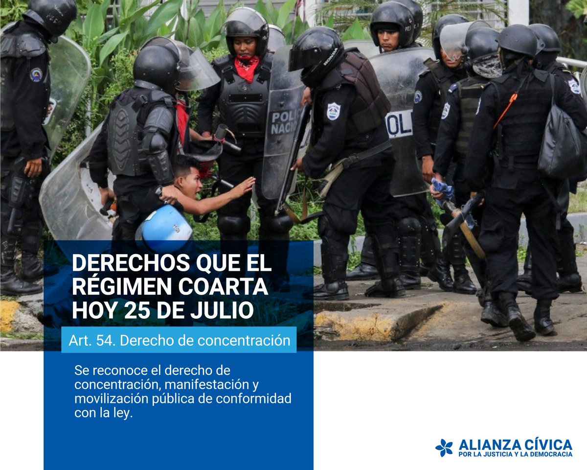 Estamos más que claros que con respecto a las leyes y a la constitución, la dictadura Ortega Murillo no conoce la palabra RESPETO. Cada violación a los derechos, cada acto de violencia y represión, va consolidando su propia caída.