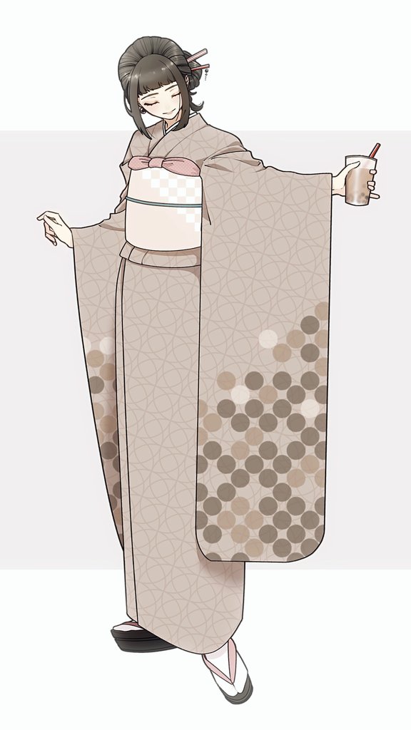 1girl solo japanese clothes kimono obi white background sash  illustration images
