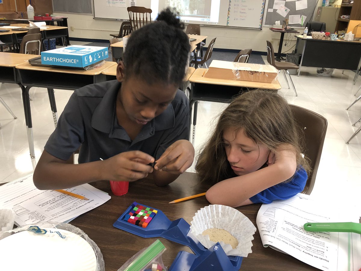 JacklynYouell's tweet photo. #VCSCSI 5th grade students investigating the effects of weathering and erosion. @CScottWAE1 https://t.co/ZochmJexCw