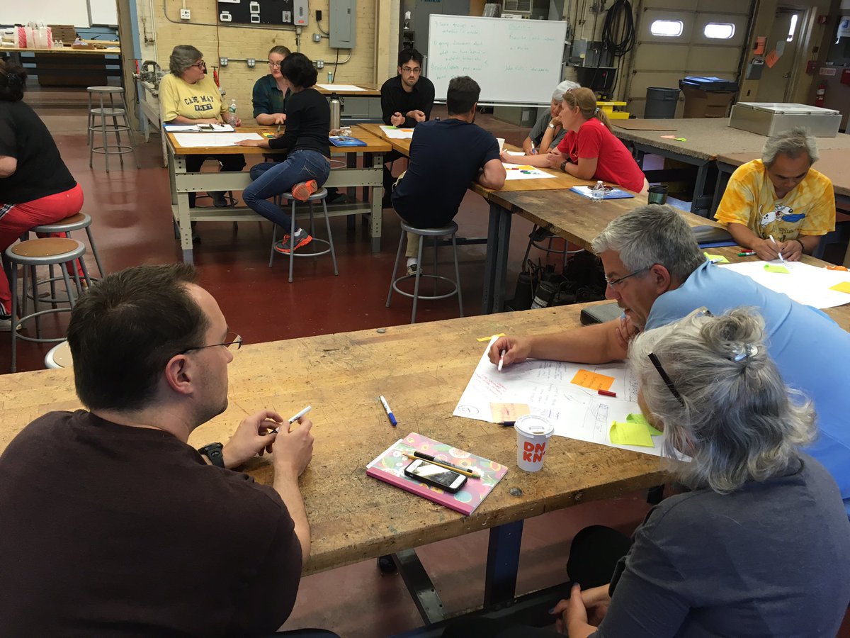 PeterMDimoulas's tweet photo. #MMSTI educators revising their models re bridge failure after 2 days of learning and experiences- then sharing ideas about assessment of process, product, and growth.
#ngss #manufacturingworks
With @ahill1979 @ccbroadbridge @CASherwood @nerdjenkins @nhmamfg @CTTechHS @SCSUSTEMIL https://t.co/FNdfqJF5hP