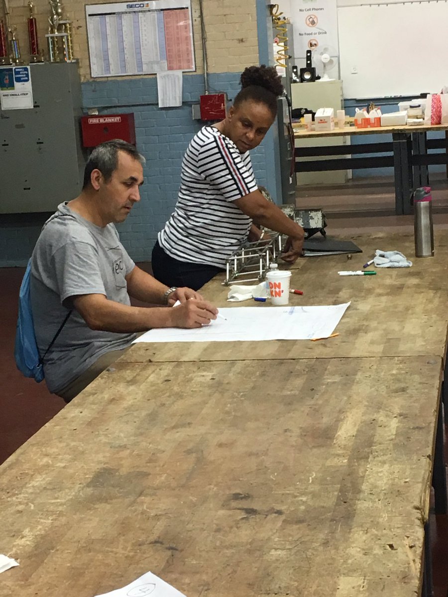 PeterMDimoulas's tweet photo. #MMSTI educators revising their models re bridge failure after 2 days of learning and experiences- then sharing ideas about assessment of process, product, and growth.
#ngss #manufacturingworks
With @ahill1979 @ccbroadbridge @CASherwood @nerdjenkins @nhmamfg @CTTechHS @SCSUSTEMIL https://t.co/FNdfqJF5hP