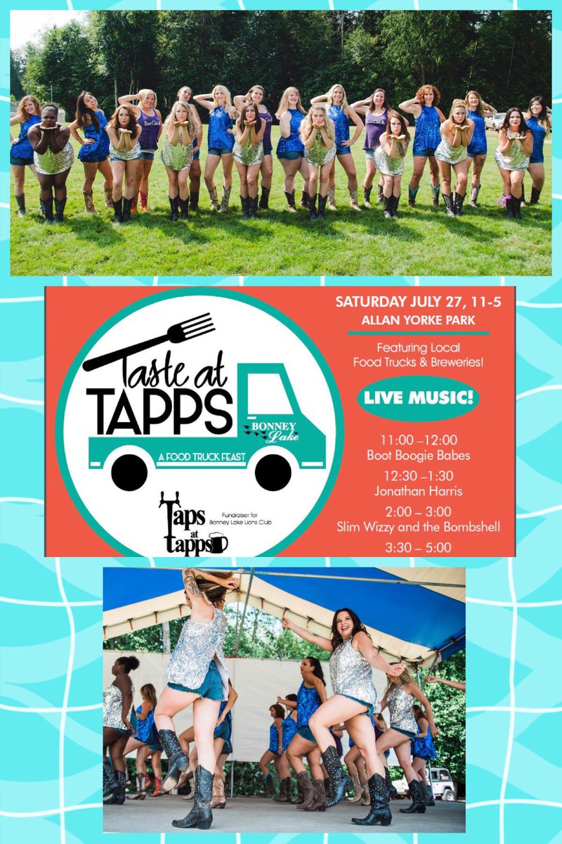 boot_girls's tweet photo. ππΌπ΅πΊπ We know yβall love coming to see us dance and you gotta love food and beer too! So come out this Saturday at 11am to Allen York Park at the South end of Lake Tapps for #TasteOfTapps #TapsAtTapps ππΊπ΅ππΌ
.
@BootBoogieBabes @DeAnnaLeeDance https://t.co/UltMhlZk4y